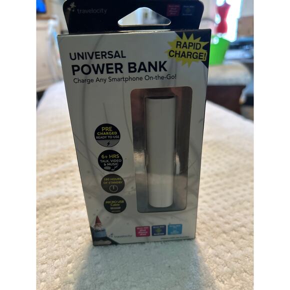 New In Package Travelocity Universal Power Bank Rapid Charge White Micro USB - Picture 3 of 3